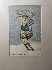 Forrest Niven (1862 – 1932) „Hail To The Chief“ Mixed Media Illustration- Framed