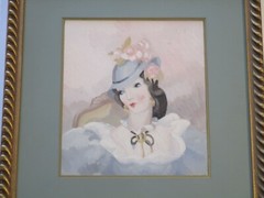 ANTIQUE VINTAGE ART DECO PORTRAIT PAINTING BY MARGO ALEXANDER PRETTY FEMALE MOD