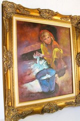 SANDU LIBERMAN 1923-1977 ORIGINAL OIL PAINTING ON CANVAS SIGNED CHILD PLAYING
