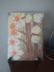 Hand-Painted Original-Acrylic- Tree-flowers-fantasy Art