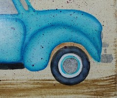 Fall Autumn Harvest Old Truck & Sunflowers Original Art by Rain Crow