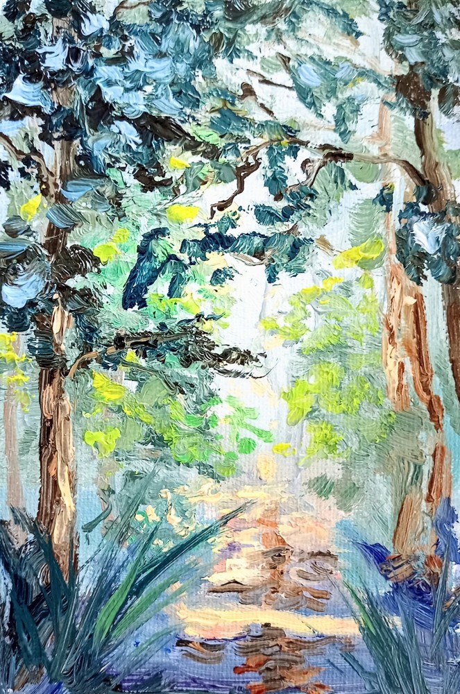 Forest Abstract Oil Painting 10x15cm Landscape Trees Art Painting on Painting Board