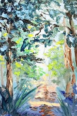 Forest Abstract Oil Painting 10x15cm Landscape Trees Art Painting on Painting Board