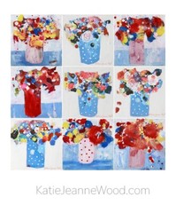 Roses Flower Painting 4×4 Mini Original Floral Art Miz Katie