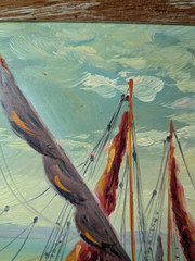 Italian Fishing Boats Oil Masonite Nautical Painting Arthur D’Artois (1894-1976)