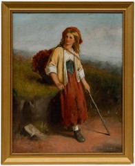 William F. Hardy (1877-1933) – Framed Late 19th Century Oil, Country Girl