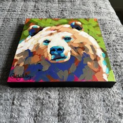 Bear painting Acrylic On Canvas Original Painting colorful bear art wall art