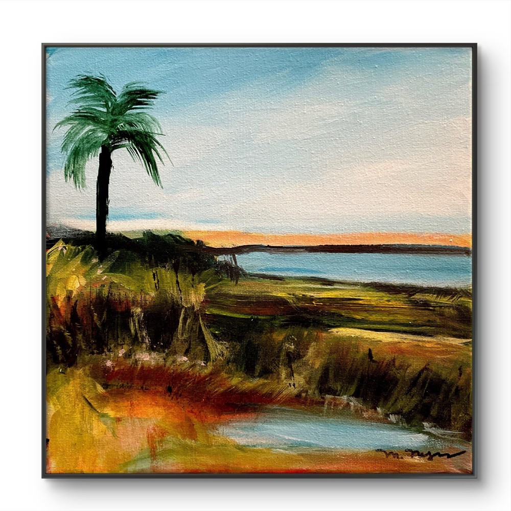 Mary Myers Original Abstract Expressionism 10×10 Yellow Field Signed Fine Art