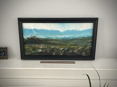 Original American Southwest Glow Blue Ridge Mountains Landscape Painting Frame