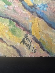Landscape with Creek-Beni Kosh-1970 Signed Oil Painting on Wood Panel-Unframed