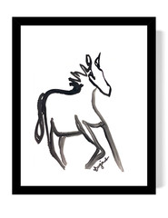 Guajardo Art: Horse Trot 9X12 Original Paper Signed Sumi-e Home Decor Art