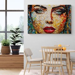 Mosaic Woman Art Print, Modern Woman Wall Art, Woman Painting Canvas, Modern Art