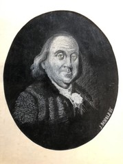 Fine Small Original Pastel Pencil ILLUSTRATION Benjamin Franklin Signed