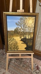 Original Framed Landscape Painting „Overmyer“ Signed 3/75, Oil on Canvas, 28×22″