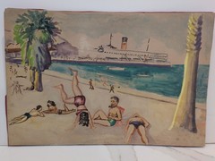 Vintage Santa Catalina Island 1950’s Watercolor 8x 11 SS Catalina