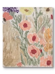 Textured Abstract Boho Spring Pink Muted Flowers Canvas Art Original 11×14