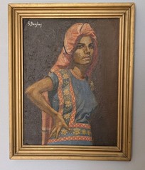 Vintage Original Oil Painting Signed Gerry Beighey Latin American Woman Framed