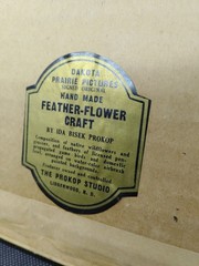 Ida Bisek Prokop (Lot Of 2) Handmade Feather Flower Craft Dakota Prairie Framed