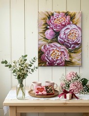 100% Original Oil Painting 30×24″Artwork Pink Peonies Spring flowers Peony