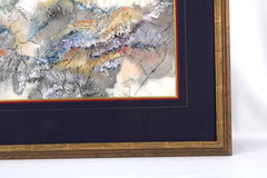 Mid Century Abstract Landscape Watercolor Painting On Rice Paper Signed G. Debo