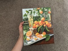 ORIGINAL OIL PAINTING STILL LIFE ORANGES VIBRANT ON STRETCH CANVAS SIGNED 8×10