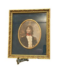 Antique Vintage 19C Young Napoleon Age 23 Miniature Portrait Oil Painting Old
