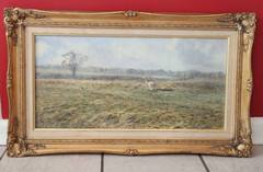 Original AUDREY BLACKWELL Oil Painting „Woborn Misty Meadow“ Framed Art