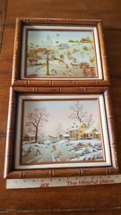 2 Vintage C Carson Framed Serigraphs Summer and Winter Outdoor Rural Life