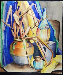 ARTIST G.D. ERVIN SIGNED ORIGINAL PAINTING WATERCOLOR 1920s 22×25 VINTAGE