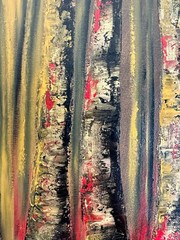 Oil Painting Birch Tree Forest Contemporary Modern Landscape Canvas 16 by 20 AMA