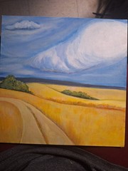 Original Impressionist Golden Road 10×10 Acrylic Panel Painting Home Decor