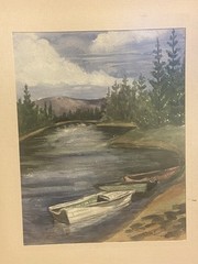 Vintage Watercolor Painting Madison River Idaho By Marilyn Edward Framed Matted