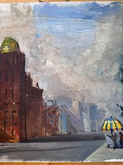 GREGG KREUTZ ORIGINAL OIL PAINTING ON CANVAS American b.1947 New York Scene?