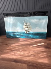 Hewitt Jackson Oil Painting Ship Nautical Art Framed 44×32 W/ ARTIST’S HANDPRINT