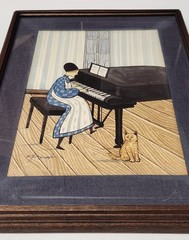 Amish Folk Art Watercolor Painting Created & Signed by the artist B. Rodriguez