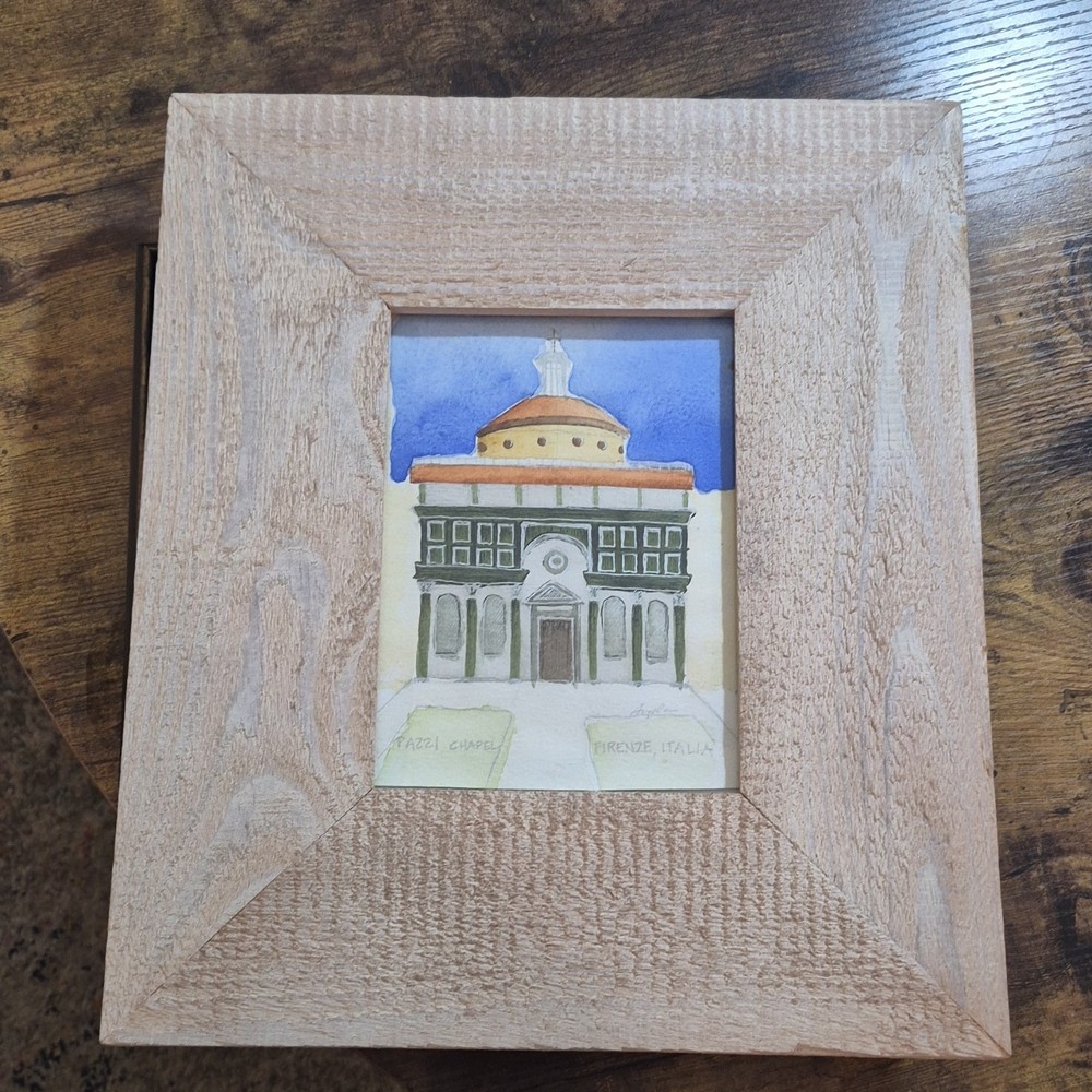 Angela Original Watercolor Painting Pazzi Chapel Florence Signed Framed 1 of 1