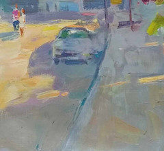 Oil painting Street Ukrainian painter Canvas Decor Unframed original landscape