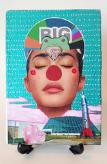 Original Pop Art 7×5 Mixed Media Painting Collage Wall Art Canvas Panel Decor
