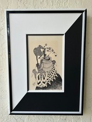 Vintage 1982 GUNTHER TEMECH ORIGINAL Black Pen Ink PAINTING UNTITLED Signed L@@K