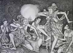 Hand painting Balinese Bali Ramayana Unique 172