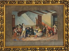 THE CHARLATAN. DRAWING. MIXED TECHNIQUE. PLA AND VALUE. XXTH CENTURY.