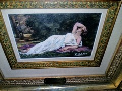 „La Muse‘ Oil Painting After Picasso Framed Suvall Gallery NY Label“
