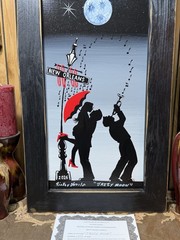 Ricky Charles Jazzy Moon Katrina Wood Painting New Orleans Folk Art 28×16 COA