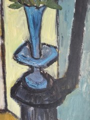 Mid Century Still Life Interior Painting by Swedish Artist Ulla Borgstrom 1951