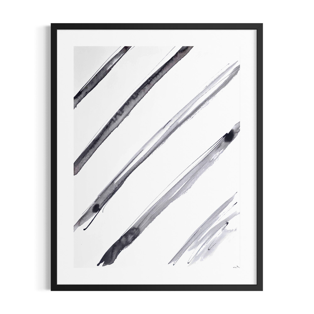 Original Hand Painted 9×12 Abstract Ink Monochrome Paper Art Signed Modern Piece