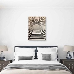 Tunnel of Illusion – Framed Original Painting, Optical Illusion Monochrome, by E