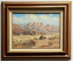 Warren Hume VTG Navajo Hogan Arizona Desert River Landscape Plein Air Painting