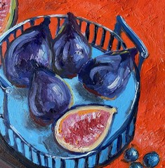 Fig Painting Fruit Original Oil Painting Kitchen Wall Art Red Still Life signed