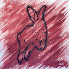 Original Rabbit Painting | Signed Acrylic Artwork | 12×12 Inches