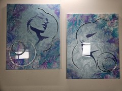 Lg 2 Piece Dutch Pour w/3D accents In chrome Titled, Besties. 16×20 times 2